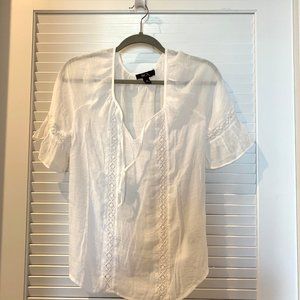White Blouse with Crochet Trim